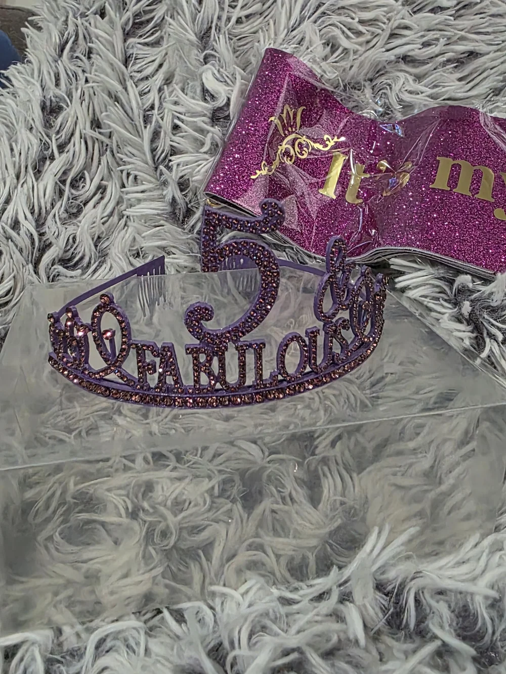New 5th Birthday 'Fabulous' Purple Tiara Headband (Metal)